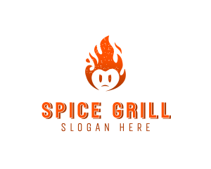 Angry Face Flame BBQ logo design