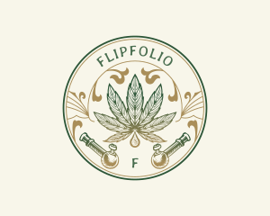 Cannabis Oil Dispensary Pipe logo design