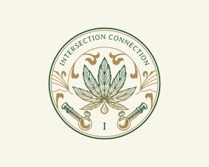 Cannabis Oil Dispensary Pipe logo design