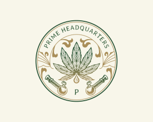 Cannabis Oil Dispensary Pipe logo design