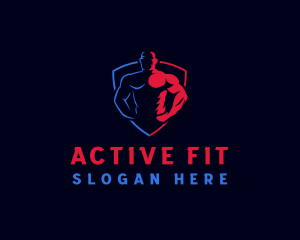 Muscular Man Fitness logo design