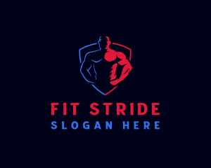 Muscular Man Fitness logo design