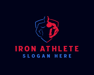 Muscular Man Fitness logo design