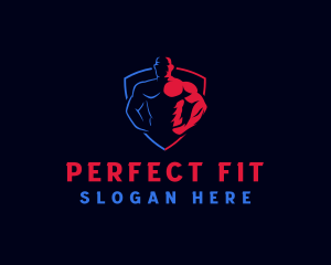 Muscular Man Fitness logo design