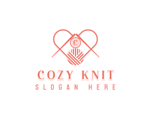 Knitting Yarn Heart logo design