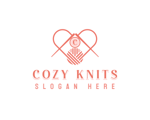 Knitting Yarn Heart logo design