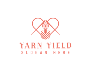 Knitting Yarn Heart logo design