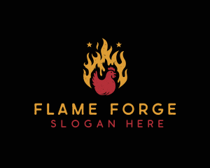 Chicken Flame Grill logo design