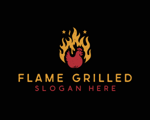 Chicken Flame Grill logo design