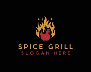 Chicken Flame Grill logo design