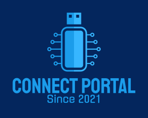 Blue USB Network  logo design