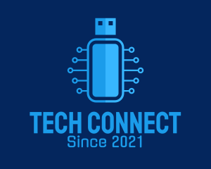 Blue USB Network  logo design