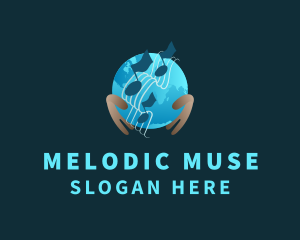 Musical Globe Hands logo design