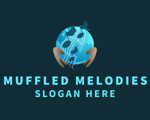 Musical Globe Hands logo design