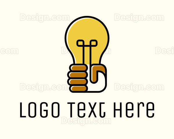 Lightbulb Hand Idea Logo
