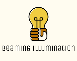 Lightbulb Hand Idea logo design