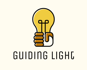 Lightbulb Hand Idea logo design