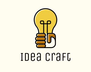 Lightbulb Hand Idea logo design