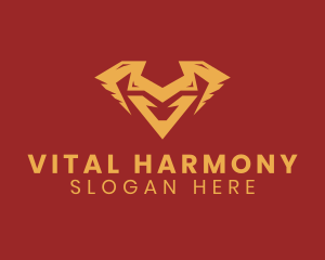 Golden Animal Horns Letter V logo design