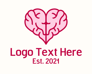 Loving - Pink Brain Heart logo design