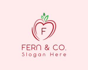 Heart Apple Fruit logo design