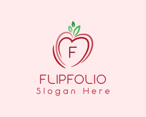 Heart Apple Fruit logo design