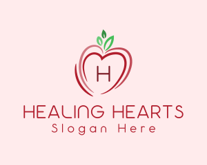 Heart Apple Fruit logo design