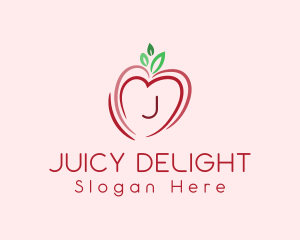 Heart Apple Fruit logo design