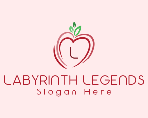 Heart Apple Fruit logo design