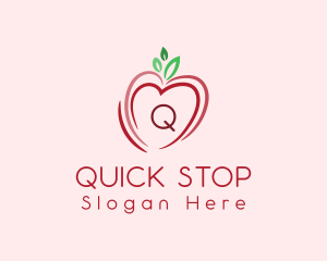 Heart Apple Fruit logo design