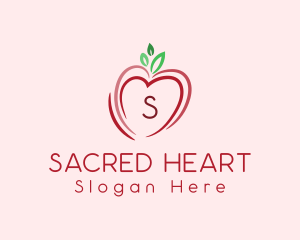 Heart Apple Fruit logo design