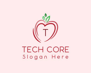 Heart Apple Fruit logo design