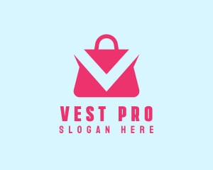 Shopping Bag App Letter V logo design