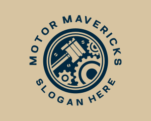 Piston Gear Engine Motor logo design