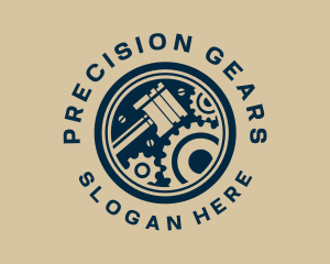 Piston Gear Engine Motor logo design