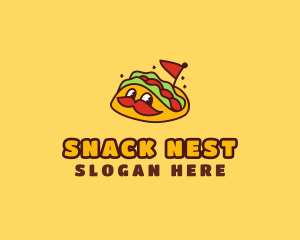 Cute Mustache Taco logo design