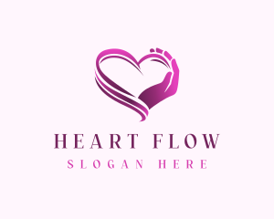Ribbon Heart Hand logo