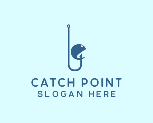 Blue Fish Hook  logo design