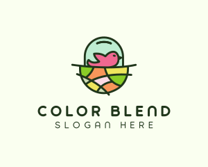 Colorful Bird Nest  logo design