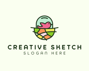 Colorful Bird Nest  logo design