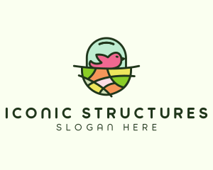 Colorful Bird Nest  logo design