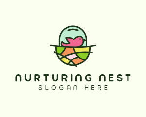 Colorful Bird Nest  logo design