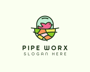 Colorful Bird Nest  logo design