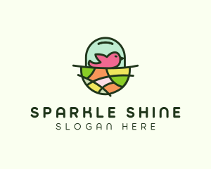 Colorful Bird Nest  logo design