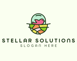 Colorful Bird Nest  logo design