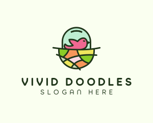 Colorful Bird Nest  logo design