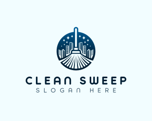 City Cleaning Broom logo design