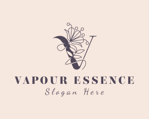 Natural Floral Letter V logo design