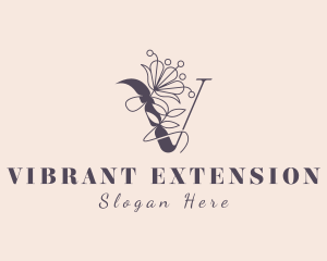 Natural Floral Letter V logo design