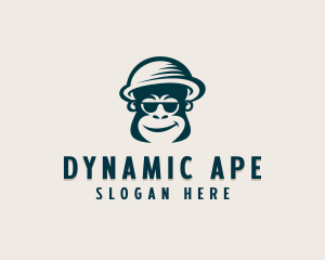 Sunglasses Bowler Hat Monkey logo design